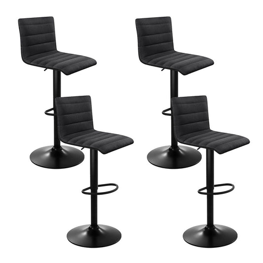 Artiss 4x Bar Stools Gas Lift Linen Fabric Black-0