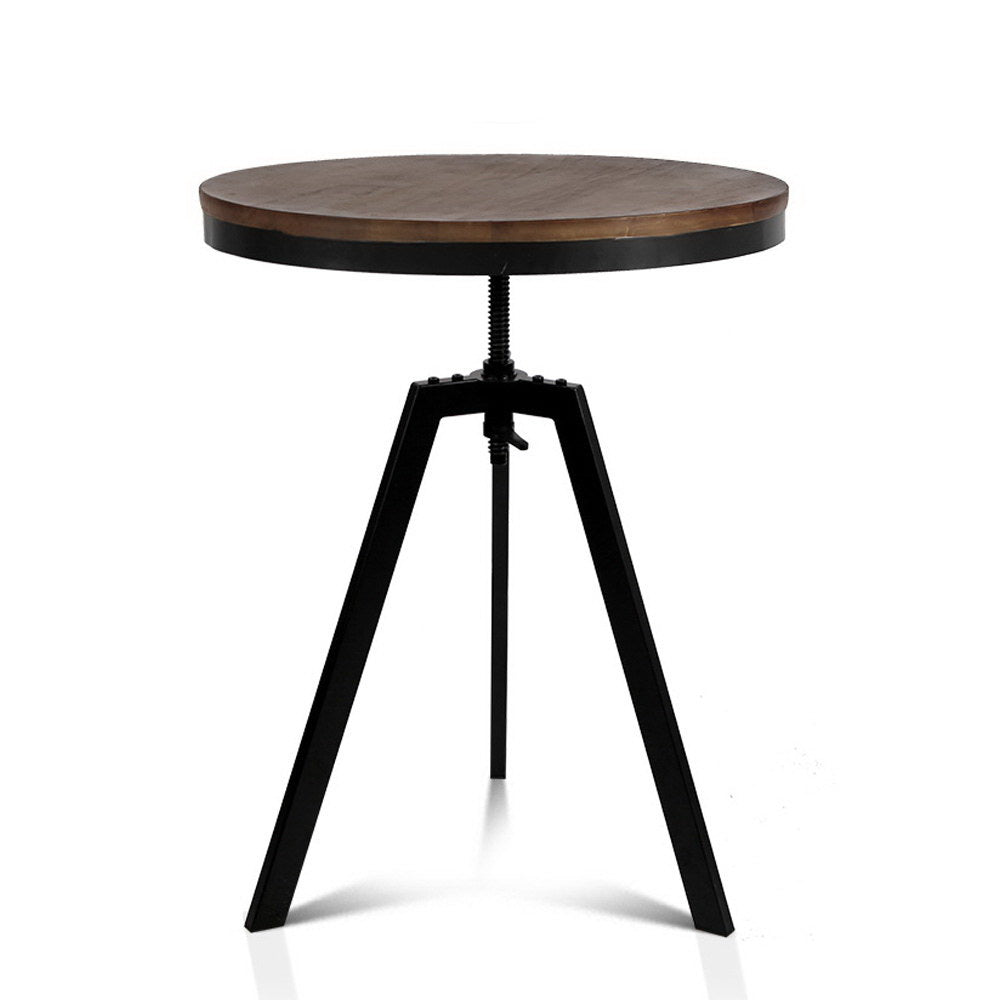 Artiss Bar Table 67-86CM Height Round Brown-0