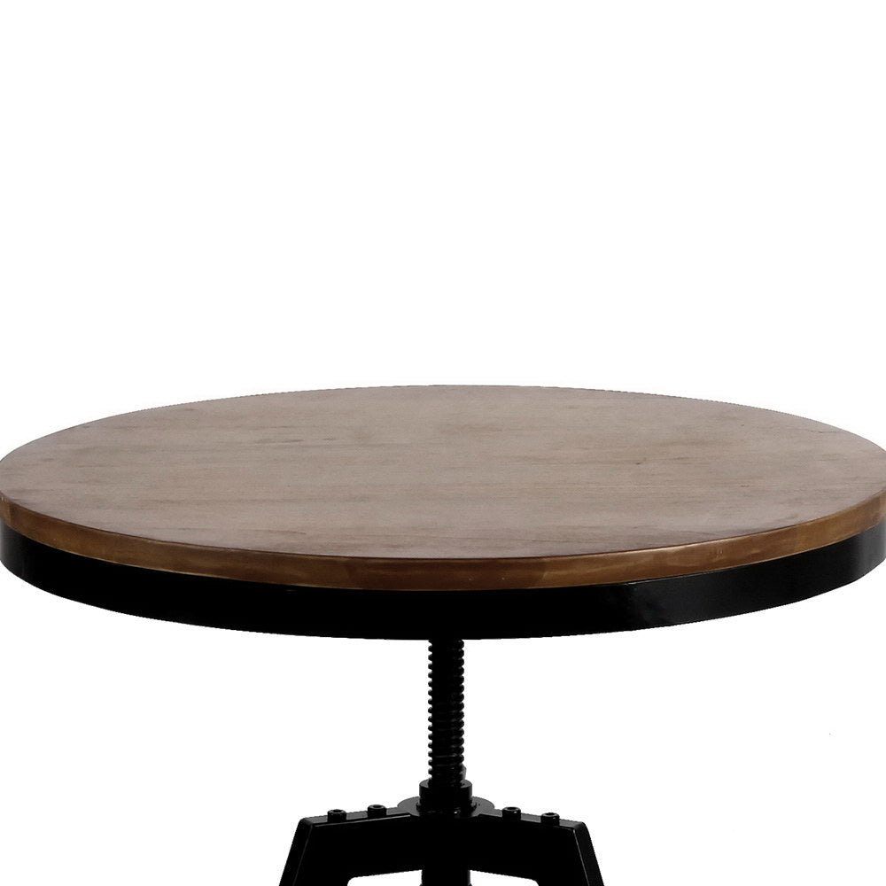 Artiss Bar Table 67-86CM Height Round Brown-4