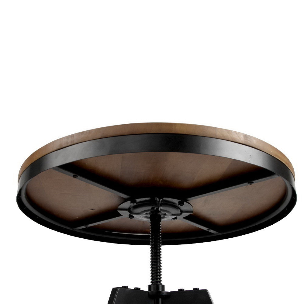 Artiss Bar Table 67-86CM Height Round Brown-5