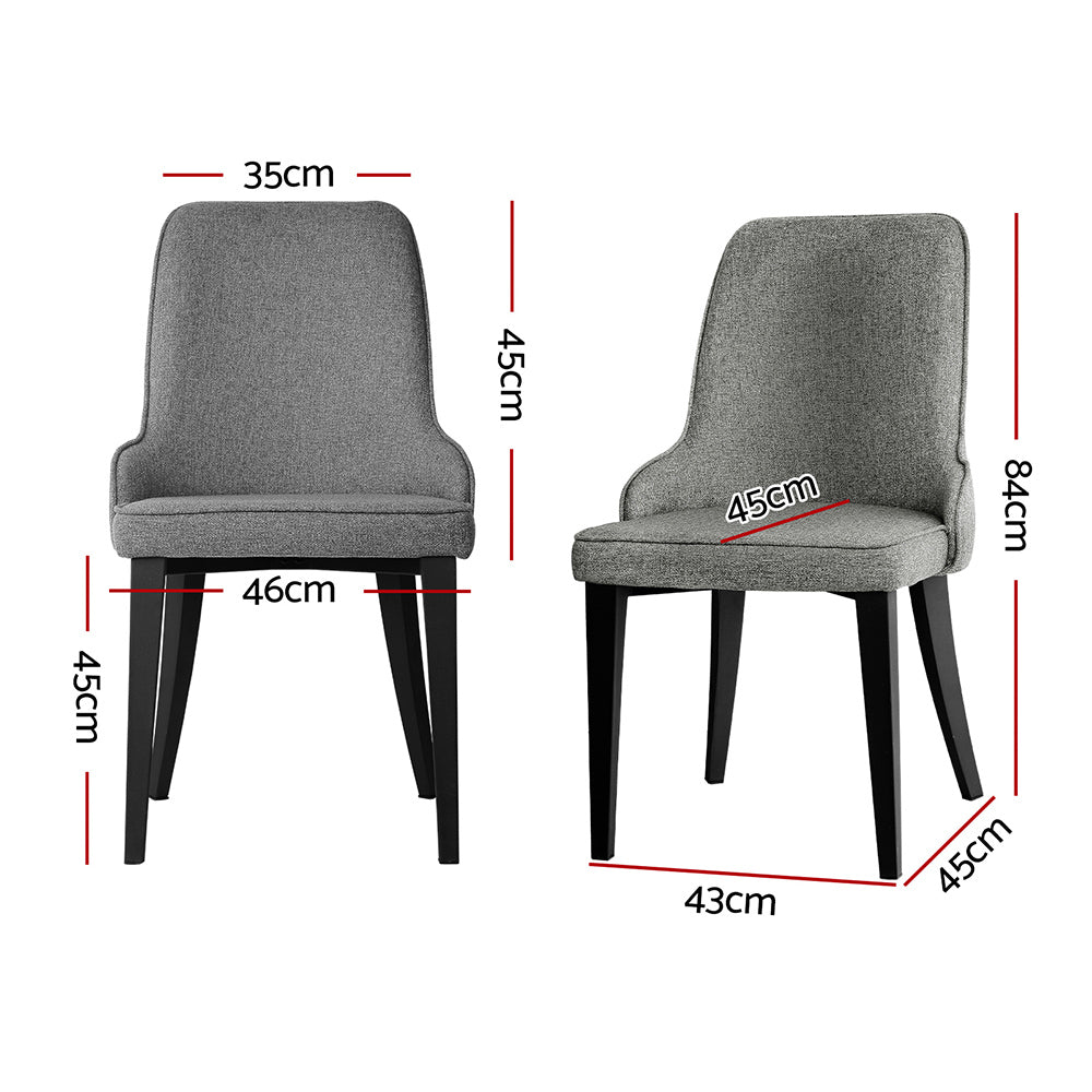 Artiss Dining Chairs Set of 2 Linen Fabric Grey-1