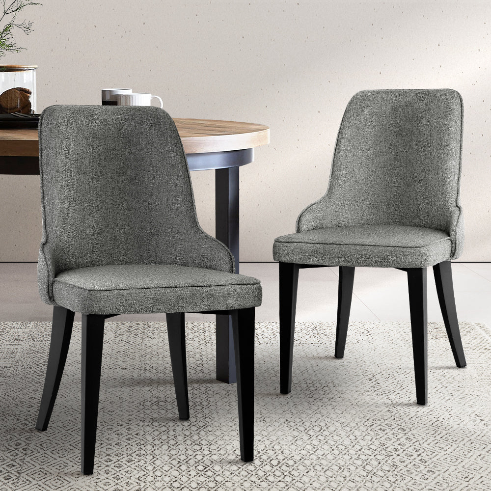 Artiss Dining Chairs Set of 2 Linen Fabric Grey-7