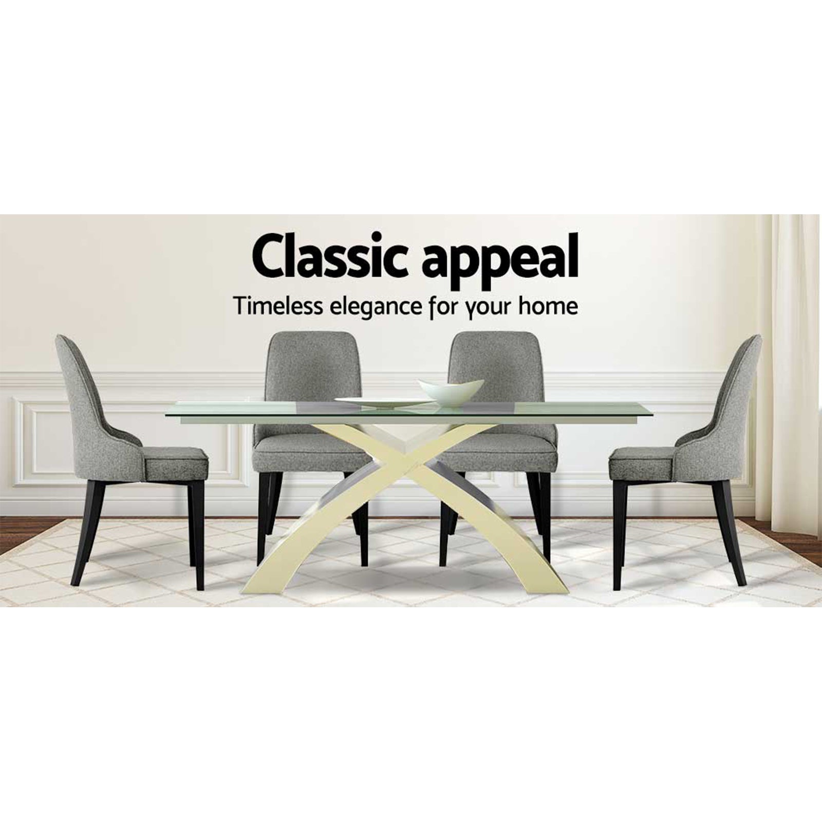 Artiss Dining Chairs Set of 4 Linen Fabric Grey-3