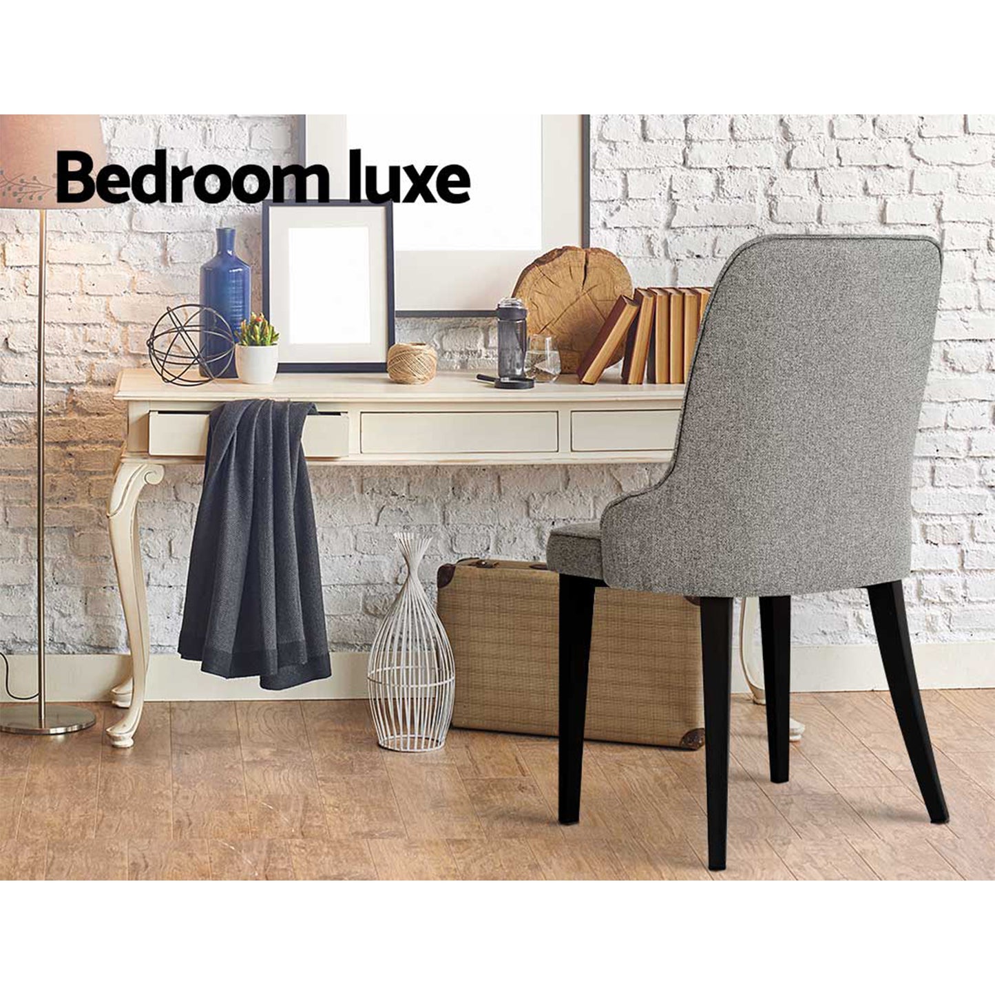 Artiss Dining Chairs Set of 4 Linen Fabric Grey-4