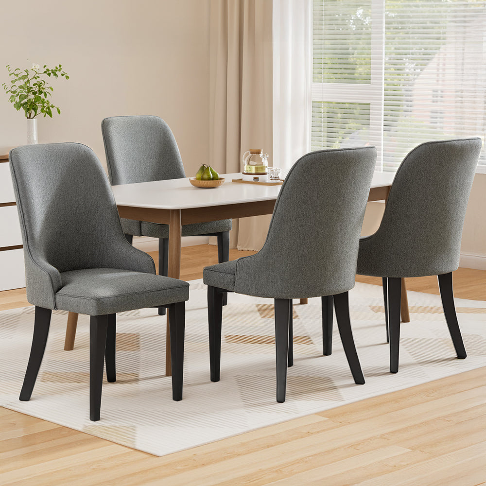 Artiss Dining Chairs Set of 4 Linen Fabric Grey-6