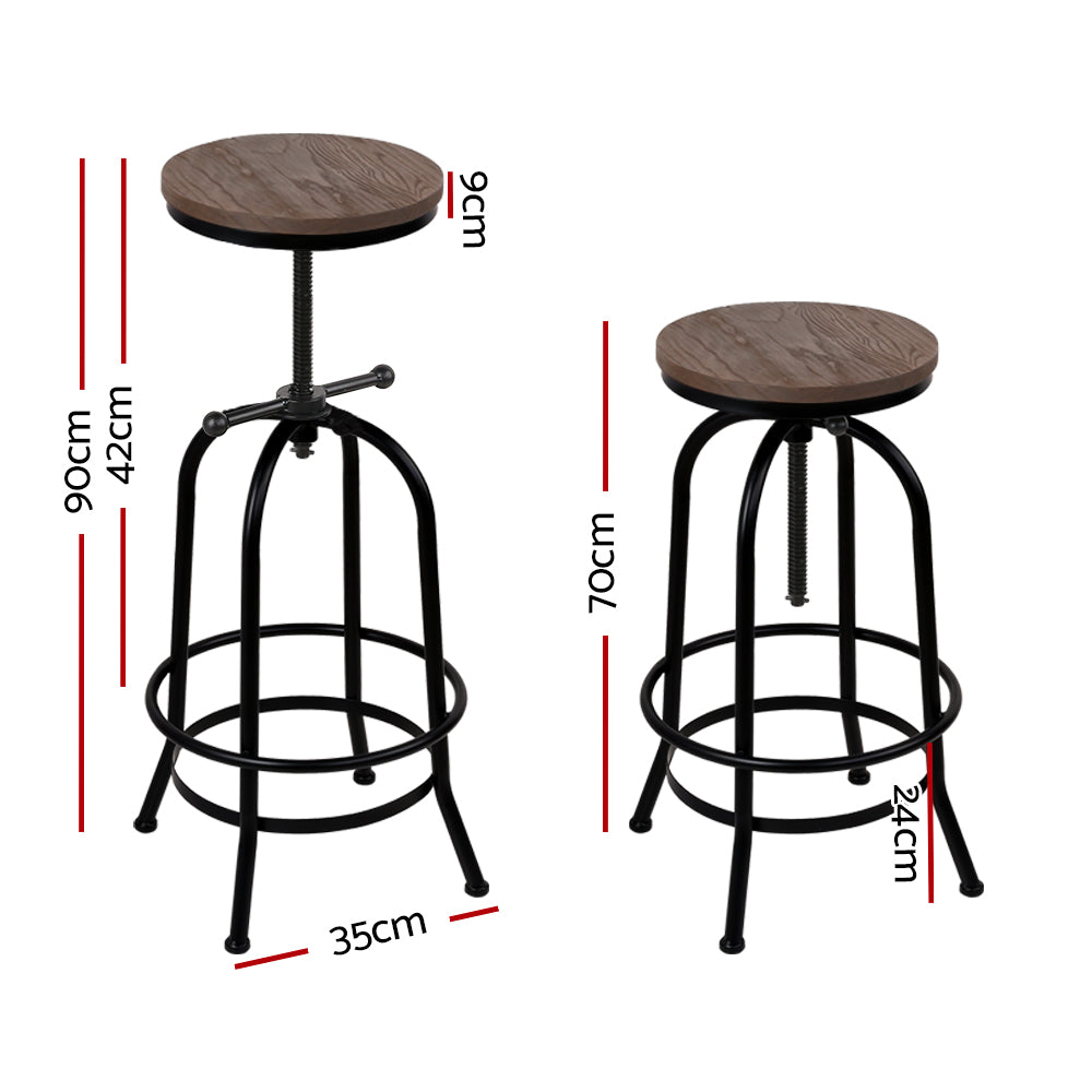 Artiss Bar Stools Adjustable Wood Chairs-1