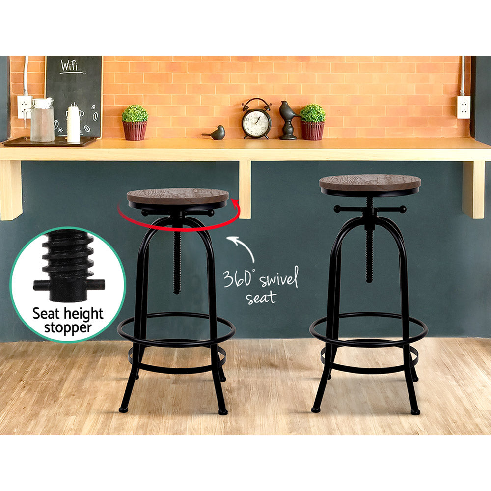 Artiss Bar Stools Adjustable Wood Chairs-5