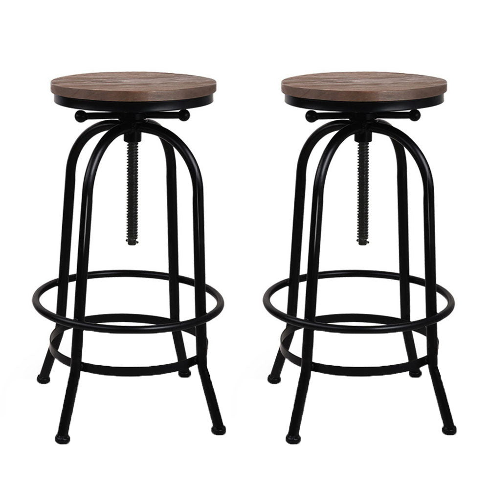 Artiss 2x Bar Stools Adjustable Wood Chairs-0