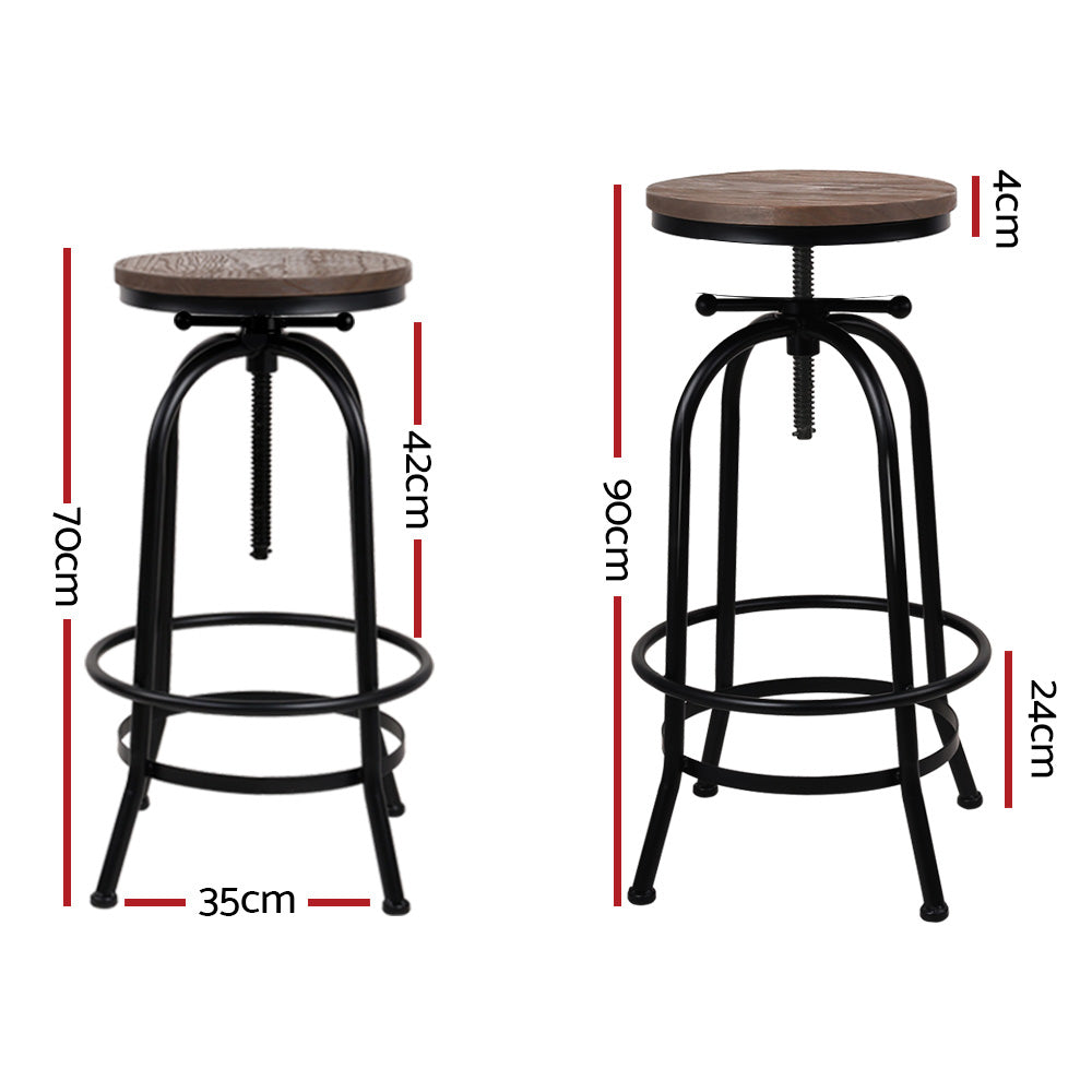 Artiss 2x Bar Stools Adjustable Wood Chairs-1