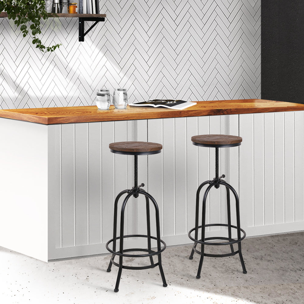 Artiss 2x Bar Stools Adjustable Wood Chairs-7