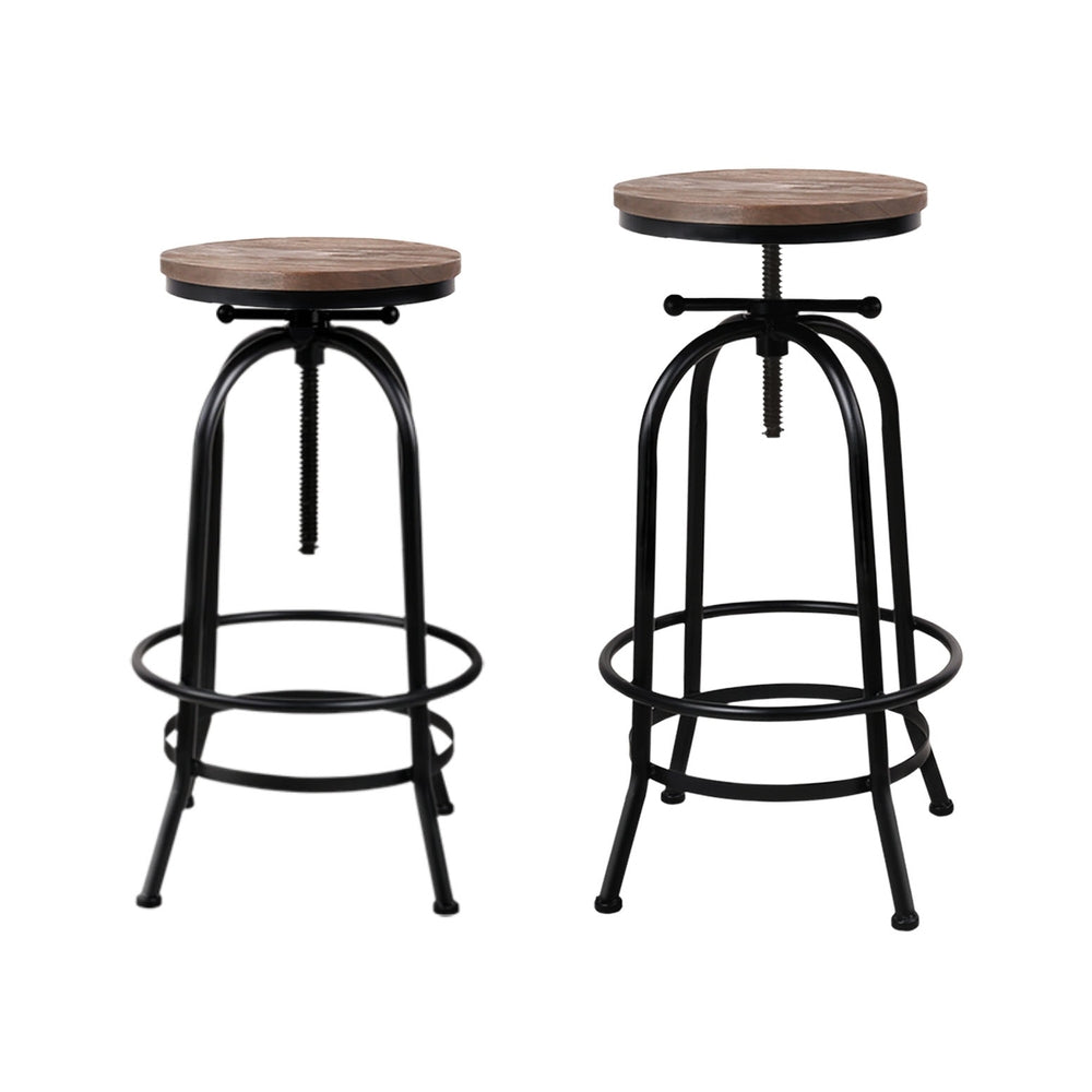 Artiss 4x Bar Stools Kitchen Dining Chairs Adjustable Wooden Vintage Stool-0