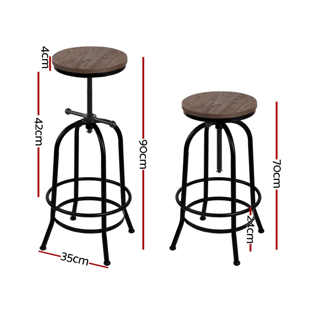 Artiss 4x Bar Stools Kitchen Dining Chairs Adjustable Wooden Vintage Stool-1