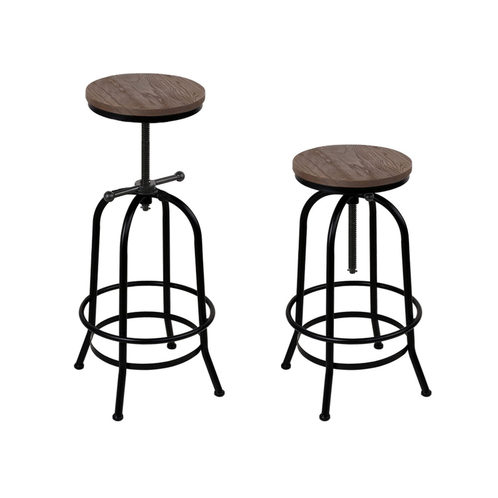 Artiss 4x Bar Stools Kitchen Dining Chairs Adjustable Wooden Vintage Stool-2