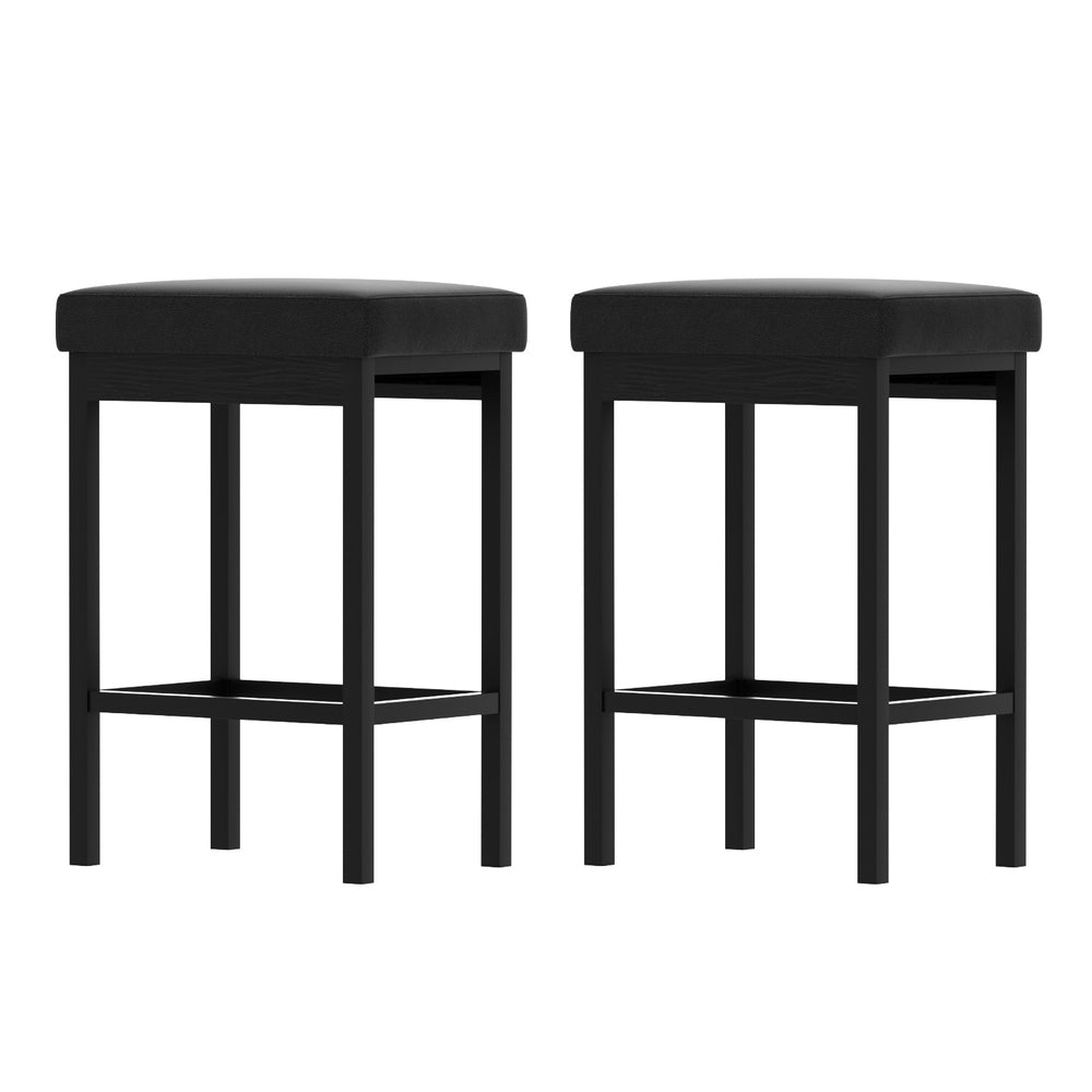 2x Artiss Metal Bar Stools PU Seat Dining Counter Chairs-0