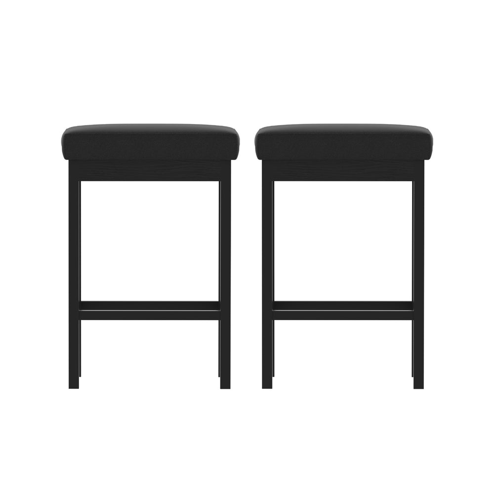 2x Artiss Metal Bar Stools PU Seat Dining Counter Chairs-2