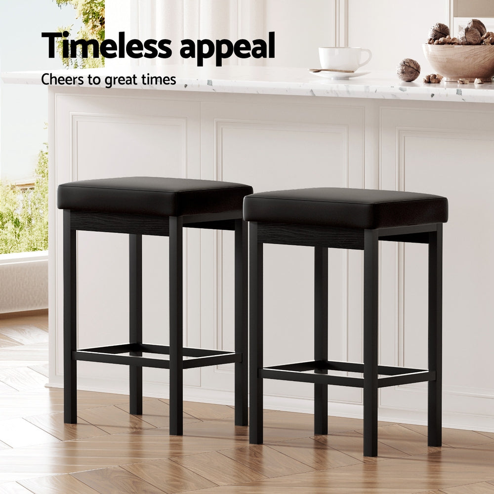 2x Artiss Metal Bar Stools PU Seat Dining Counter Chairs-5