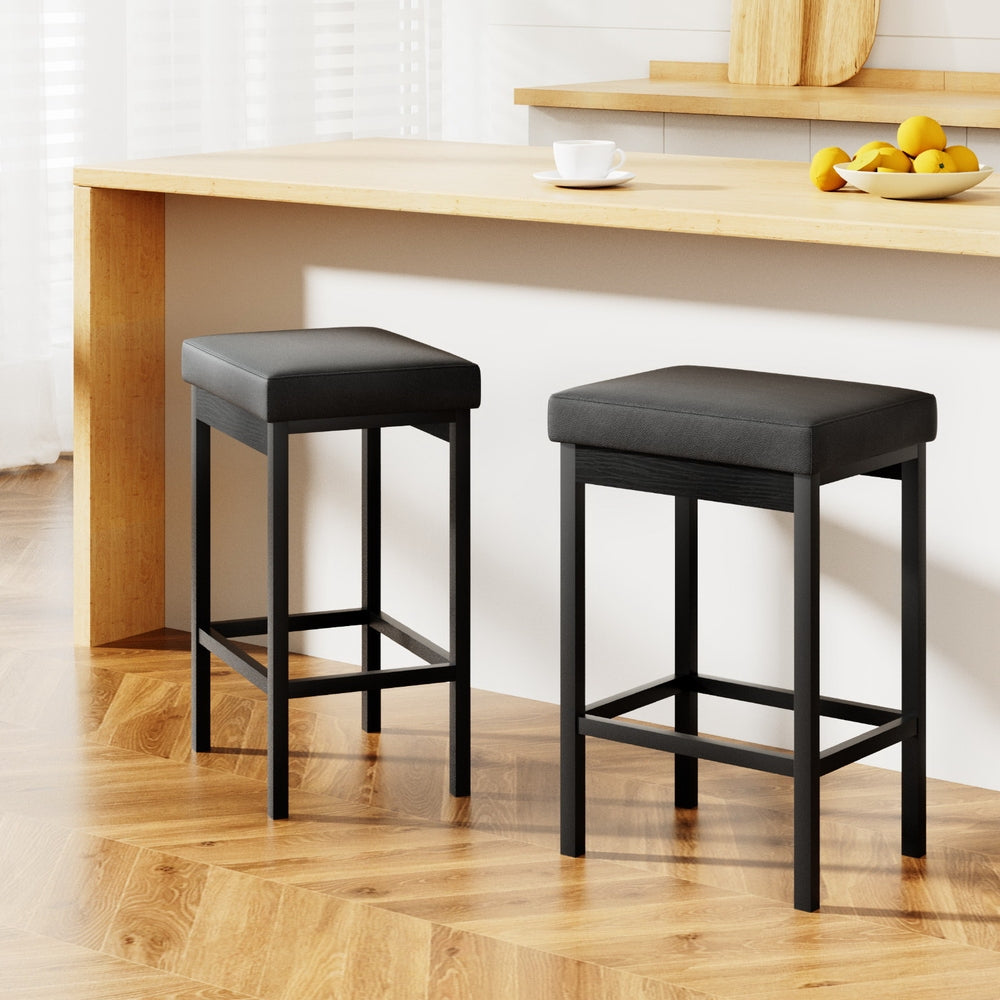 2x Artiss Metal Bar Stools PU Seat Dining Counter Chairs-6