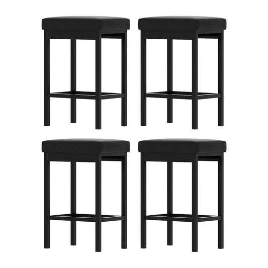 A Set of 4 Artiss Metal Bar Stools PU Seat Dining Counter Chairs-0