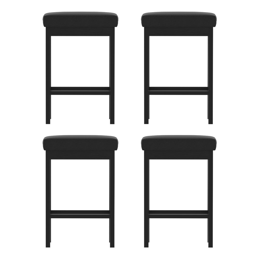 A Set of 4 Artiss Metal Bar Stools PU Seat Dining Counter Chairs-2