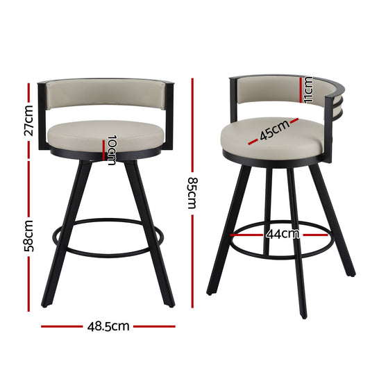 Artiss Bar Stool Swivel Kitchen Chair Metal PU Leather Counter Beige