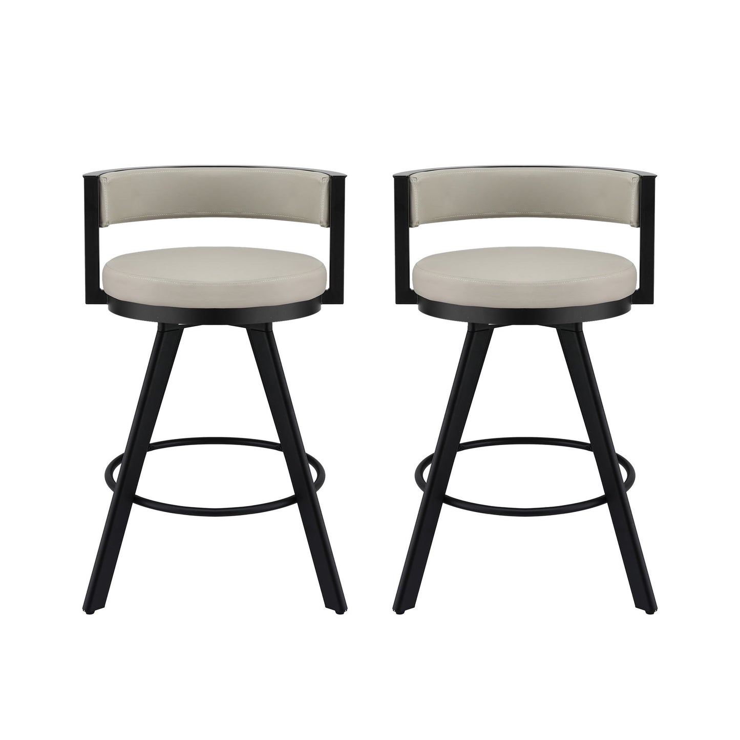 Artiss Bar Stools Set of 2 Swivel Kitchen Chair Metal Counter Beige Leather
