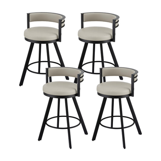 Artiss Bar Stools Set of 4 Swivel Kitchen Chair Metal Counter Beige Leather