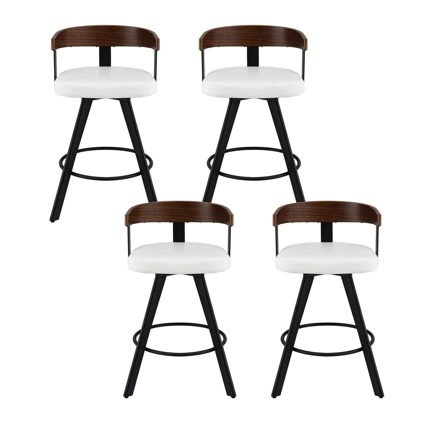 4x Artiss Bar Stools Swivel Kitchen Chairs Metal Legs Bentwood Counter White PU