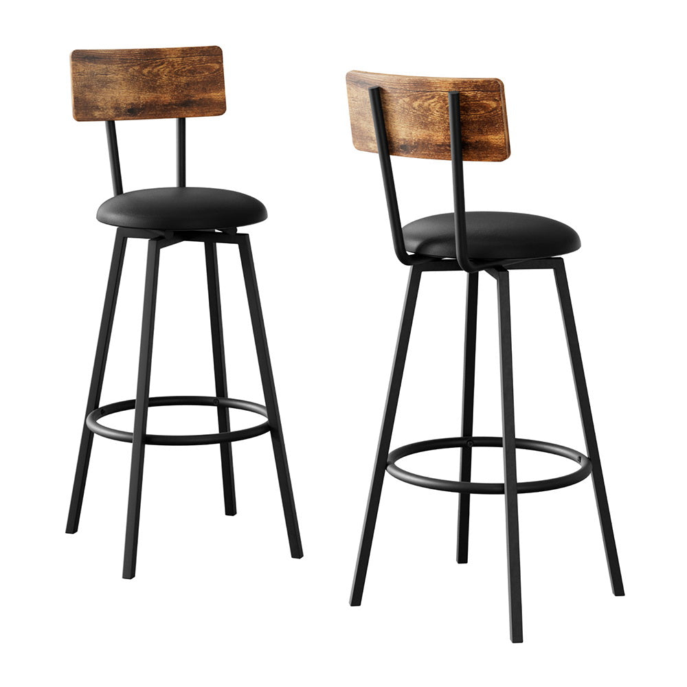 Artiss 2X Industrial Bar Stools Upholstered Counter Chairs Steel Frame Anti-Scratch-0
