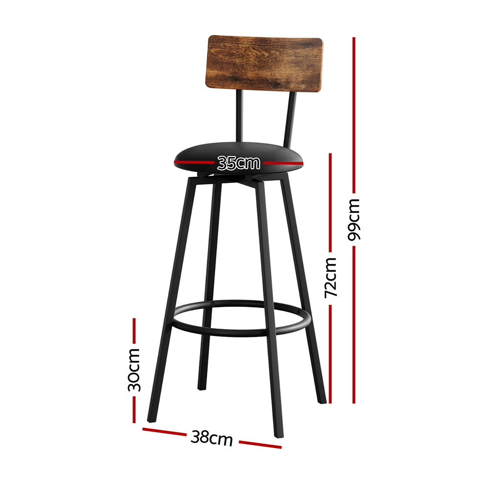 Artiss 2X Industrial Bar Stools Upholstered Counter Chairs Steel Frame Anti-Scratch-1