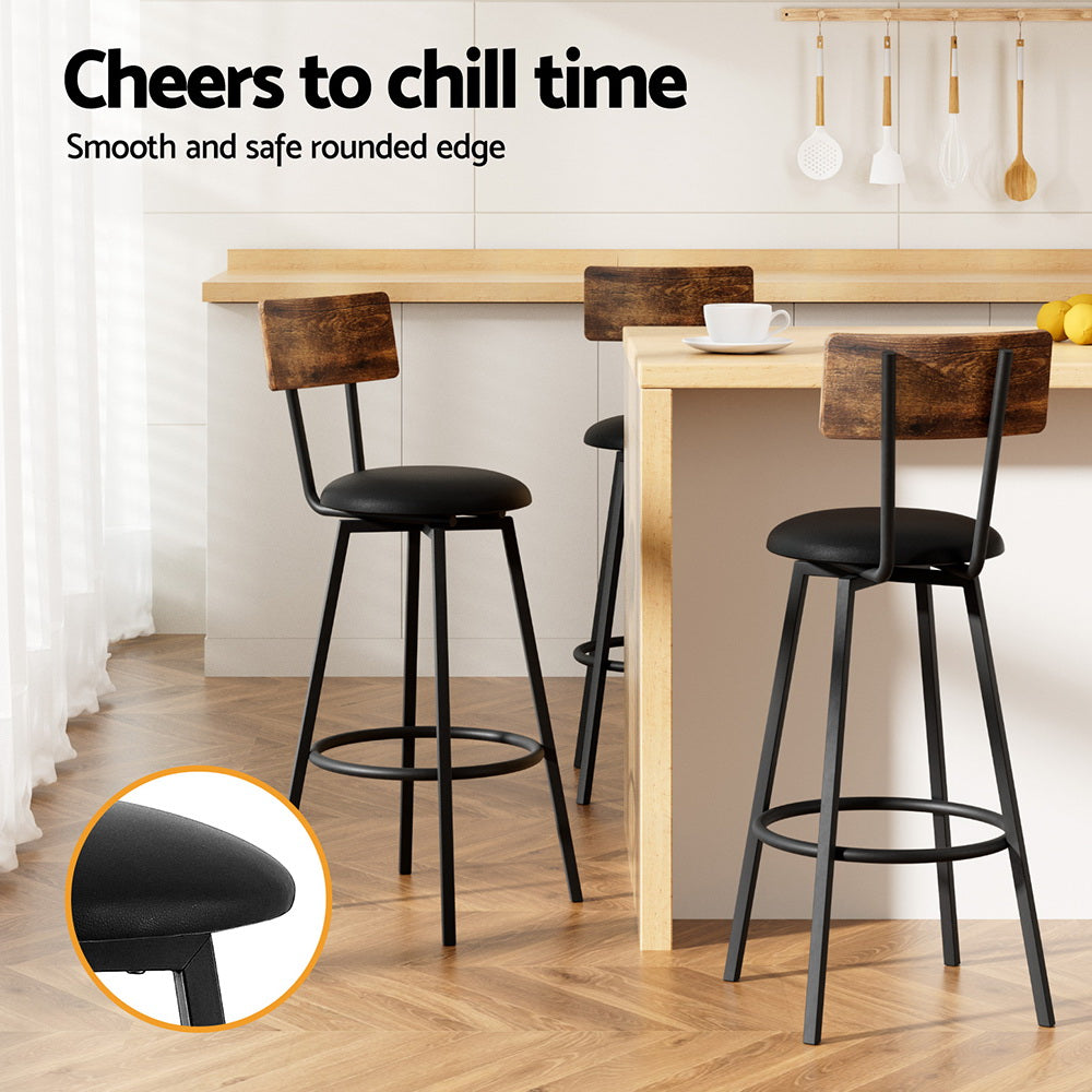 Artiss 2X Industrial Bar Stools Upholstered Counter Chairs Steel Frame Anti-Scratch-3