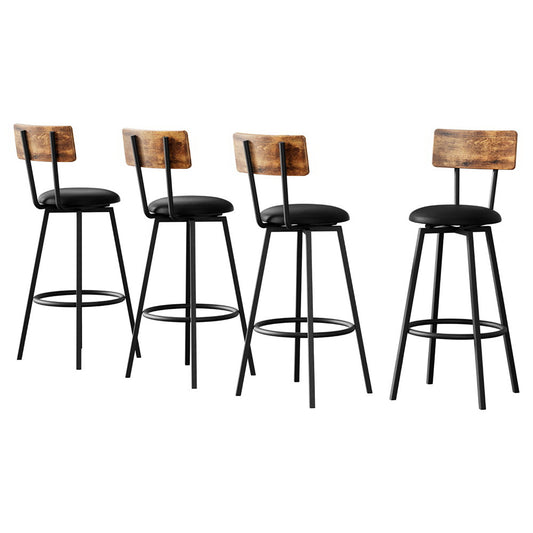 Artiss 4X Industrial Bar Stools Upholstered Counter Chairs Steel Frame Anti-Scratch-0