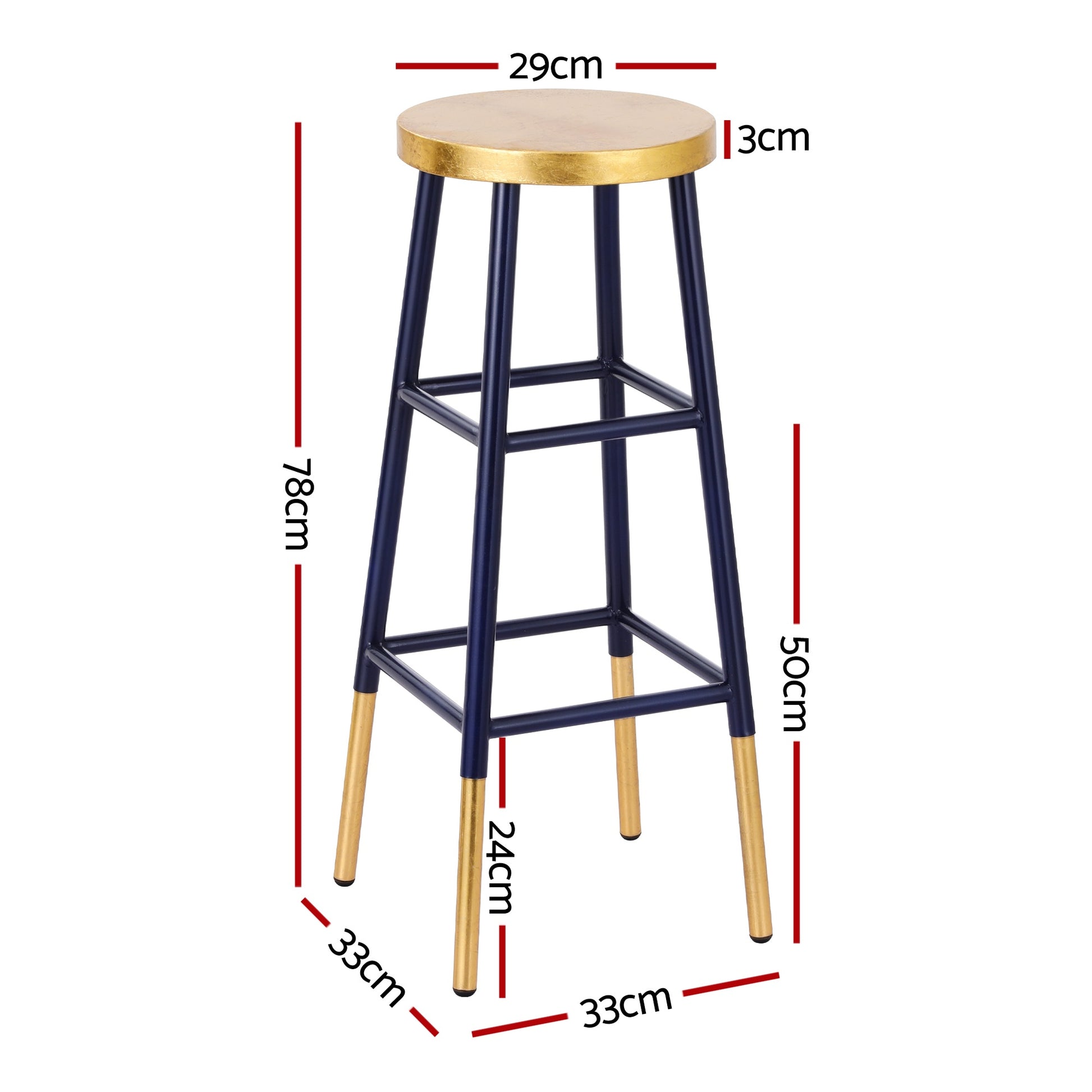 Artiss Bar Stools Metal Gold Navy-1