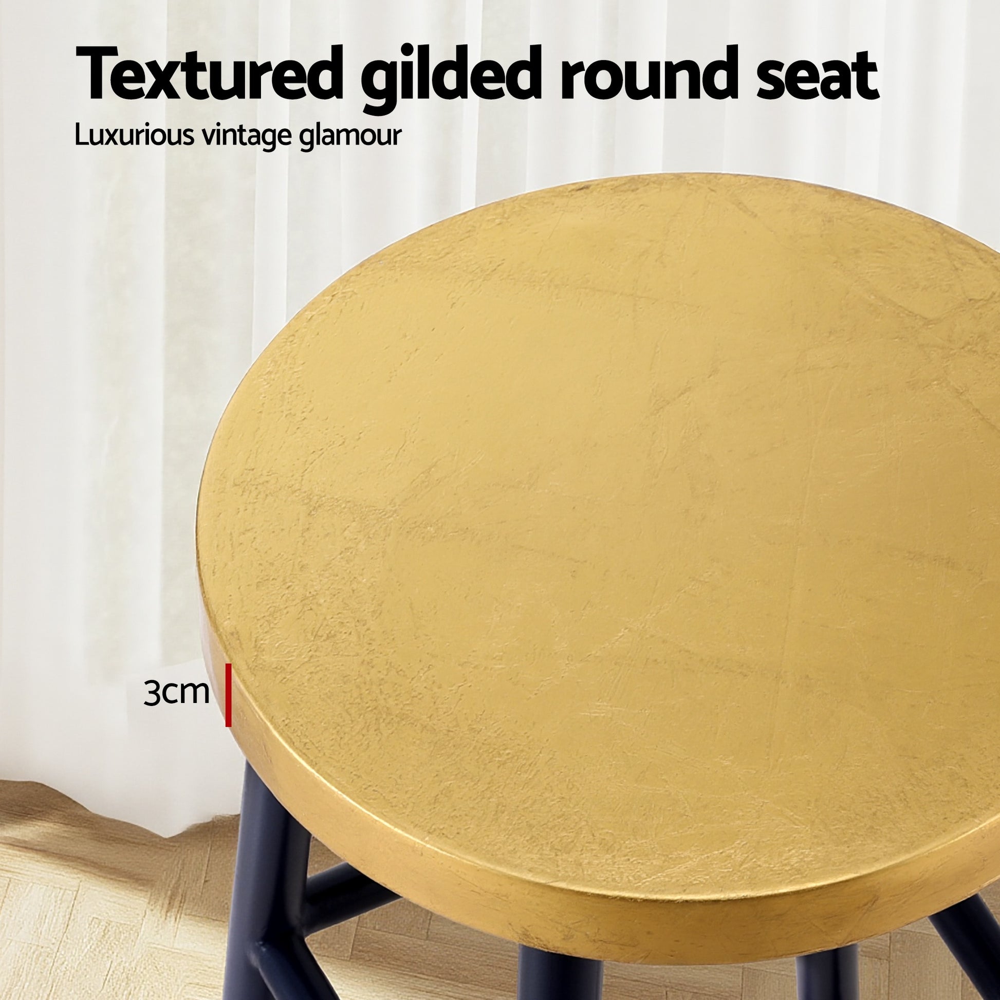 Artiss Bar Stools Metal Gold Navy-4