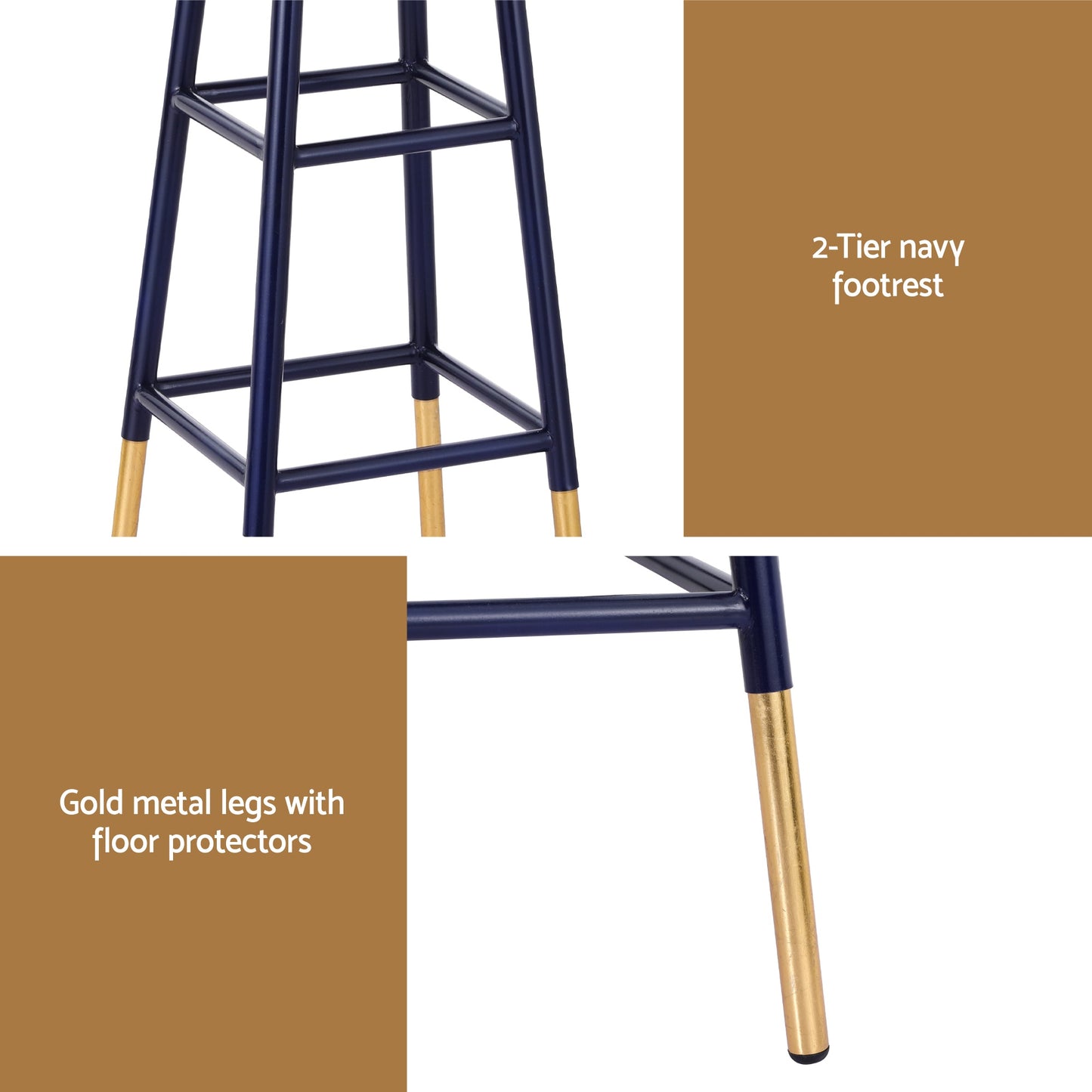 Artiss Bar Stools Metal Gold Navy-5