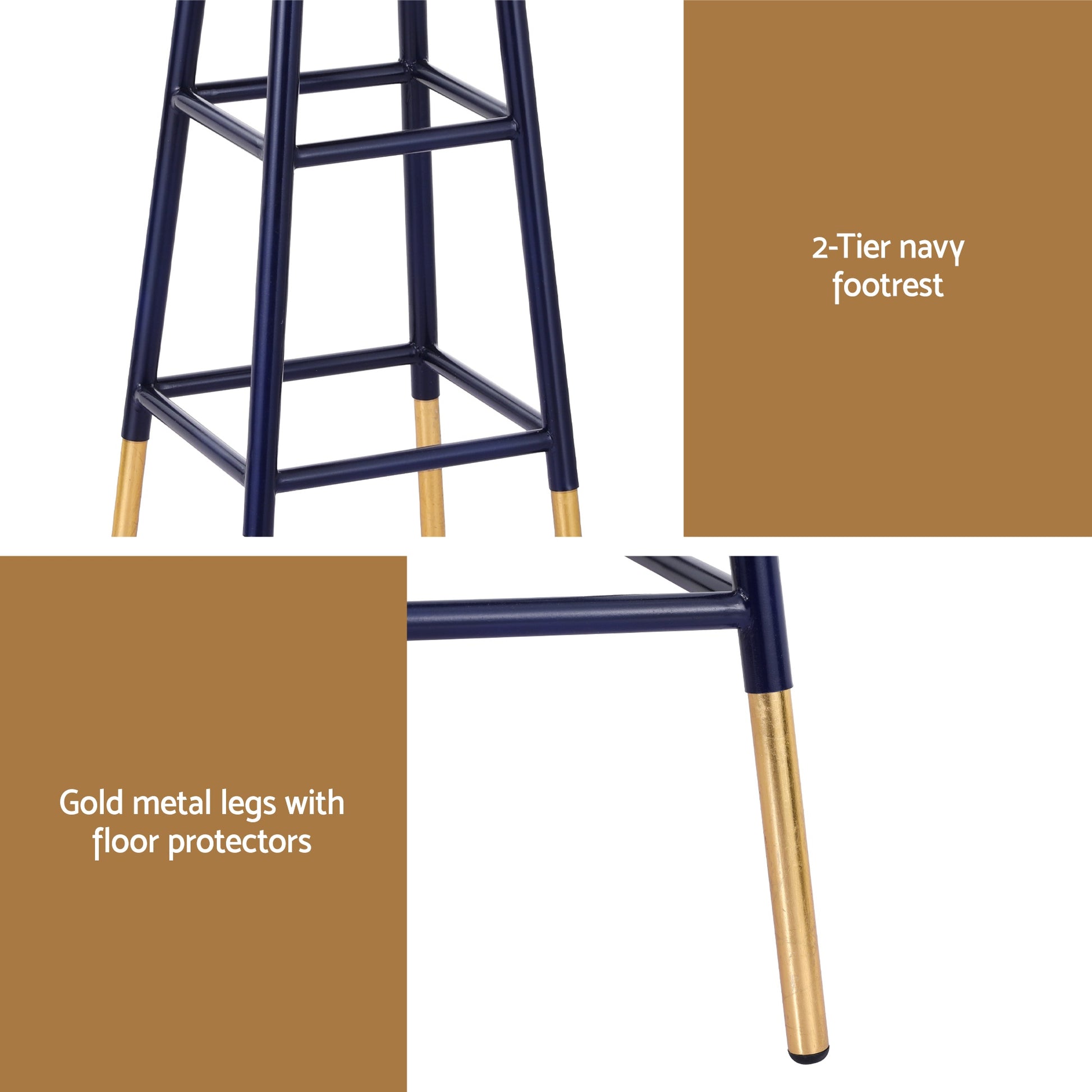 Artiss Bar Stools Metal Gold Navy-5