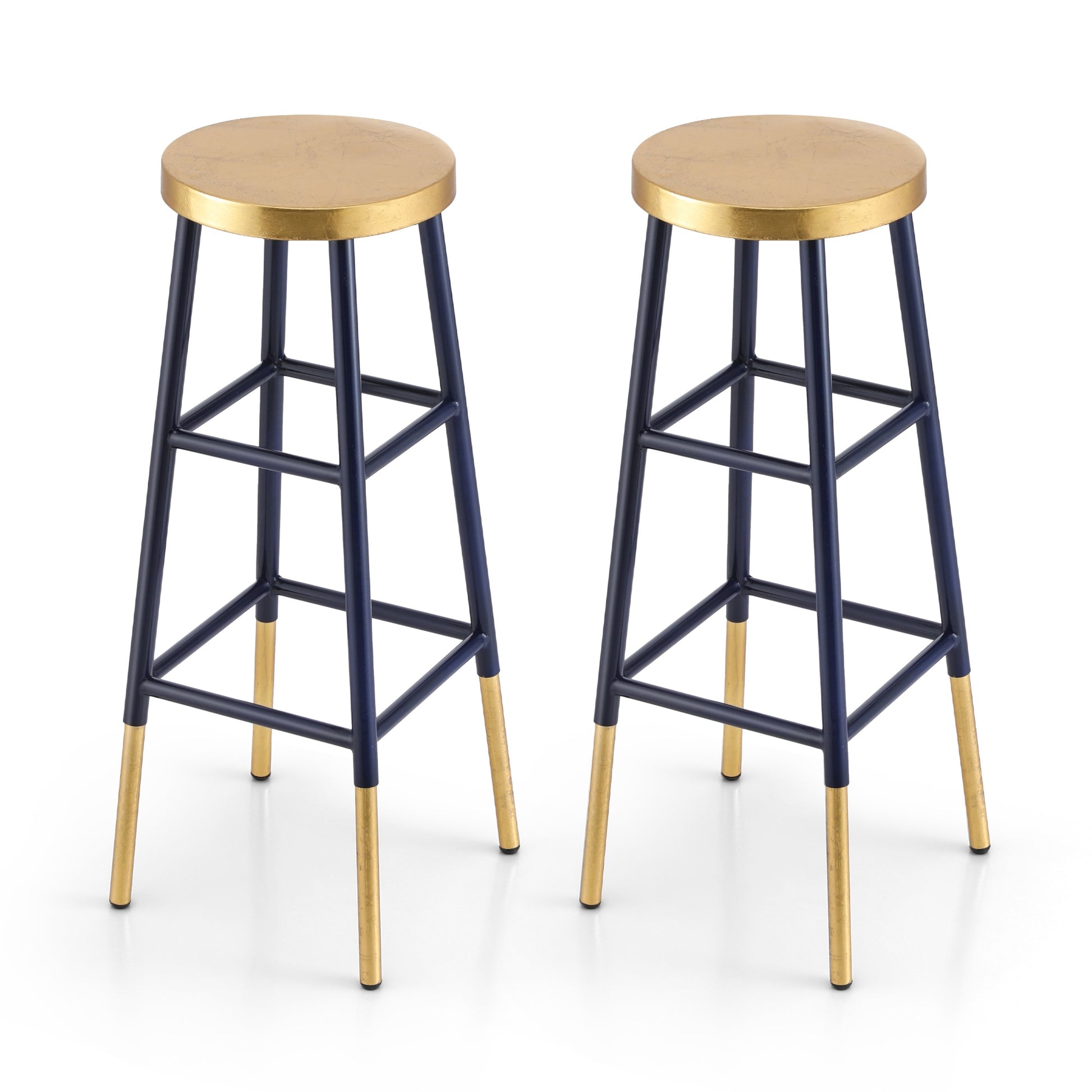 Artiss 2x Bar Stools Metal Gold Navy-0