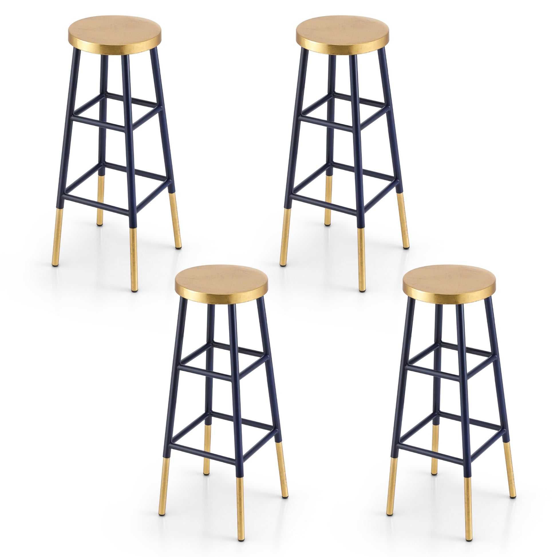 Artiss 4x Bar Stools Metal Gold Navy-0