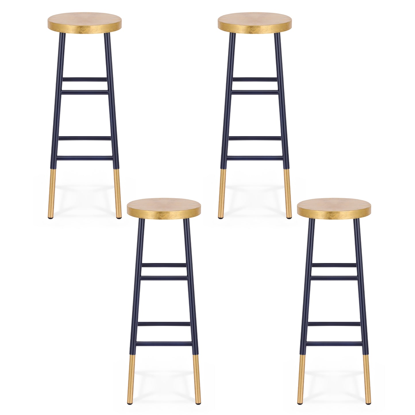Artiss 4x Bar Stools Metal Gold Navy-2