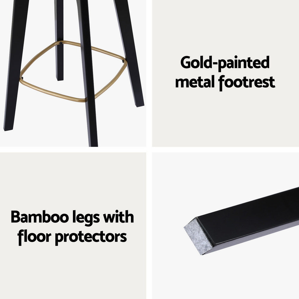 Artiss 4x Bar Stools Rattan Counter Kitchen Dinning Chair Bamboo Saddle Black-5