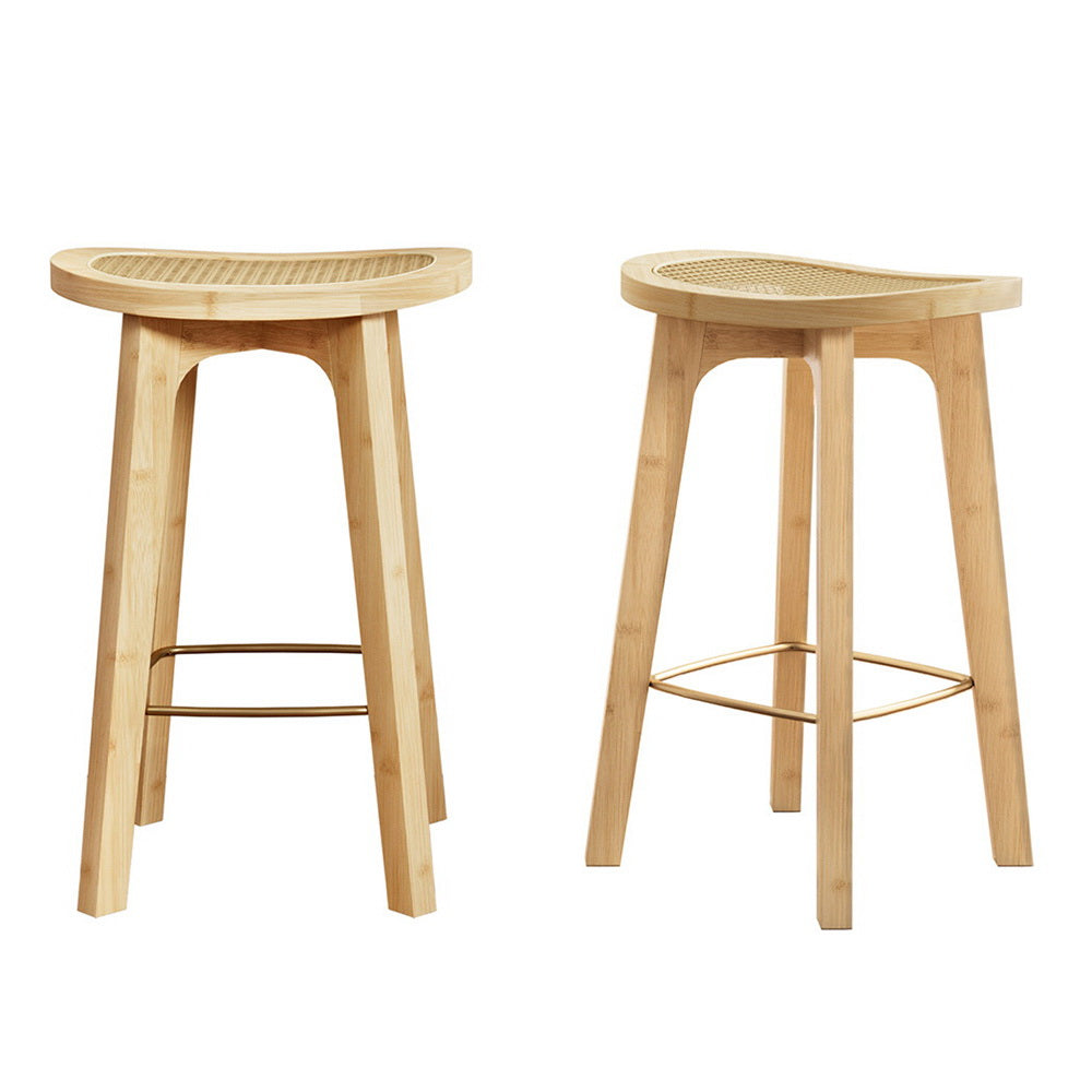 Artiss 2x Bar Stools Bamboo Rattan Stool Counter Chair Kitchen Barstools-0