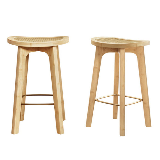 Artiss 2x Bar Stools Bamboo Rattan Stool Counter Chair Kitchen Barstools-0