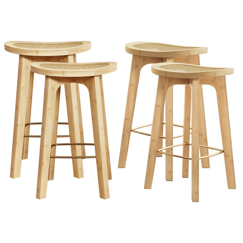 Artiss 4x Bar Stools Bamboo Rattan Stool Counter Chair Kitchen Barstools-0