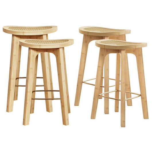 Artiss 4x Bar Stools Bamboo Rattan Stool Counter Chair Kitchen Barstools-0