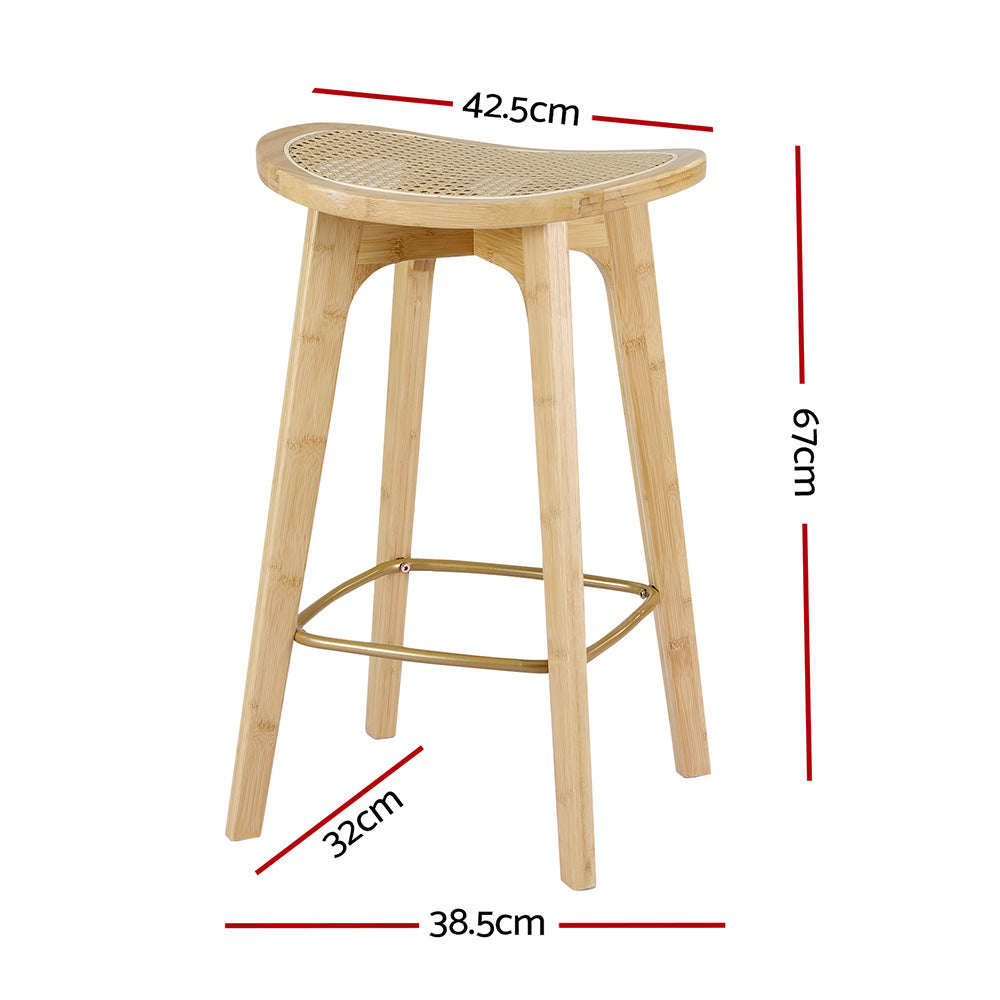 Artiss 4x Bar Stools Bamboo Rattan Stool Counter Chair Kitchen Barstools-1