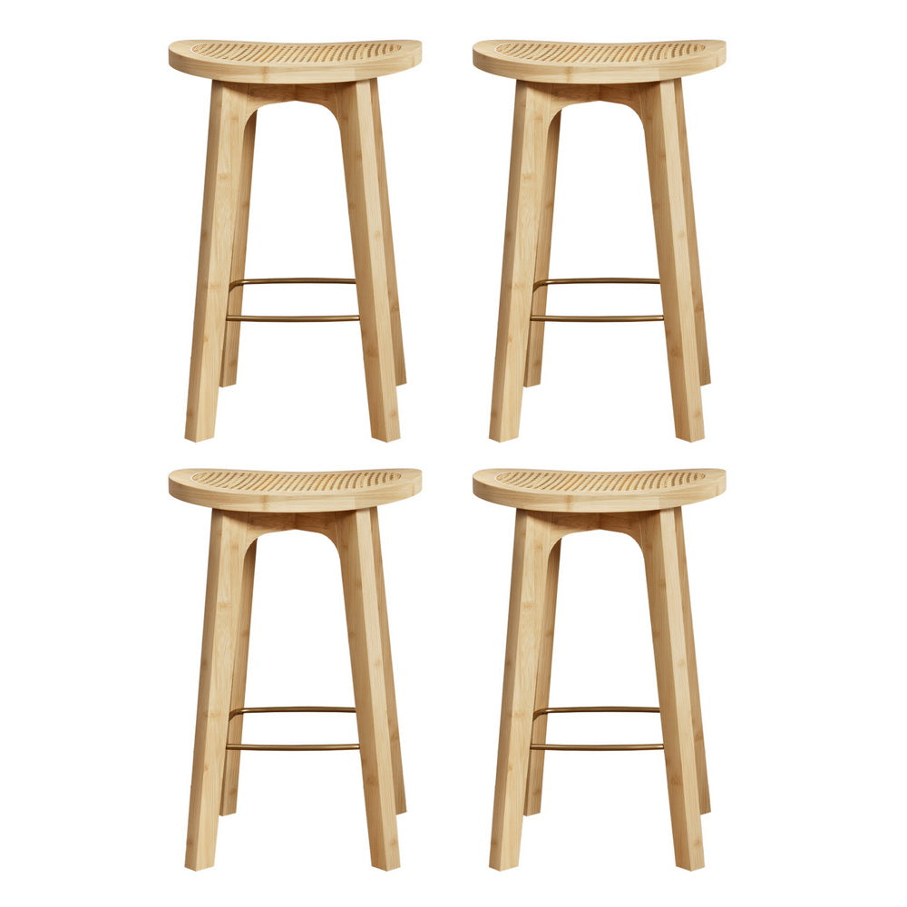 Artiss 4x Bar Stools Bamboo Rattan Stool Counter Chair Kitchen Barstools-0