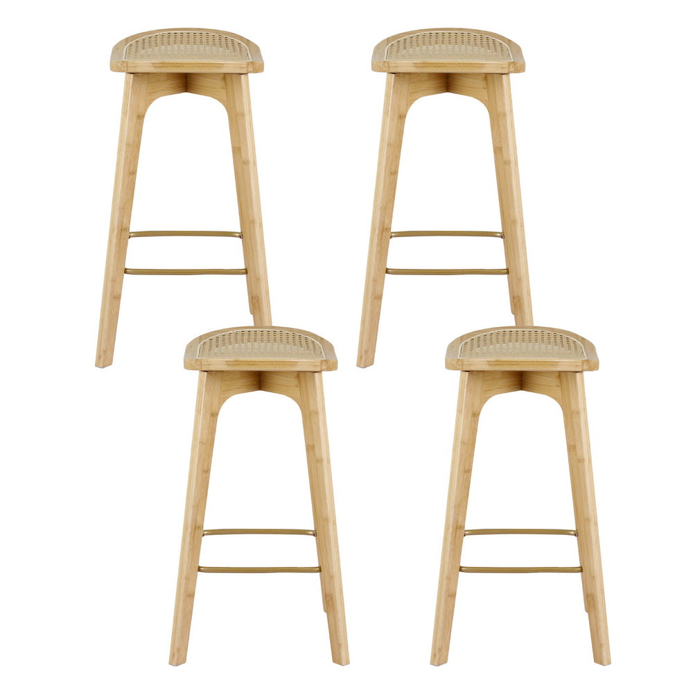 Artiss 4x Bar Stools Bamboo Rattan Stool Counter Chair Kitchen Barstools-2