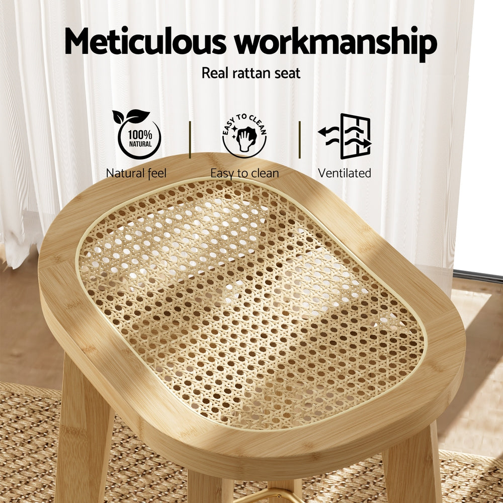 Artiss 4x Bar Stools Bamboo Rattan Stool Counter Chair Kitchen Barstools-3