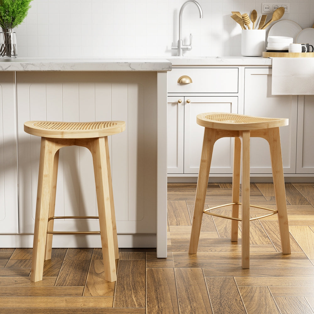 Artiss 4x Bar Stools Bamboo Rattan Stool Counter Chair Kitchen Barstools-6