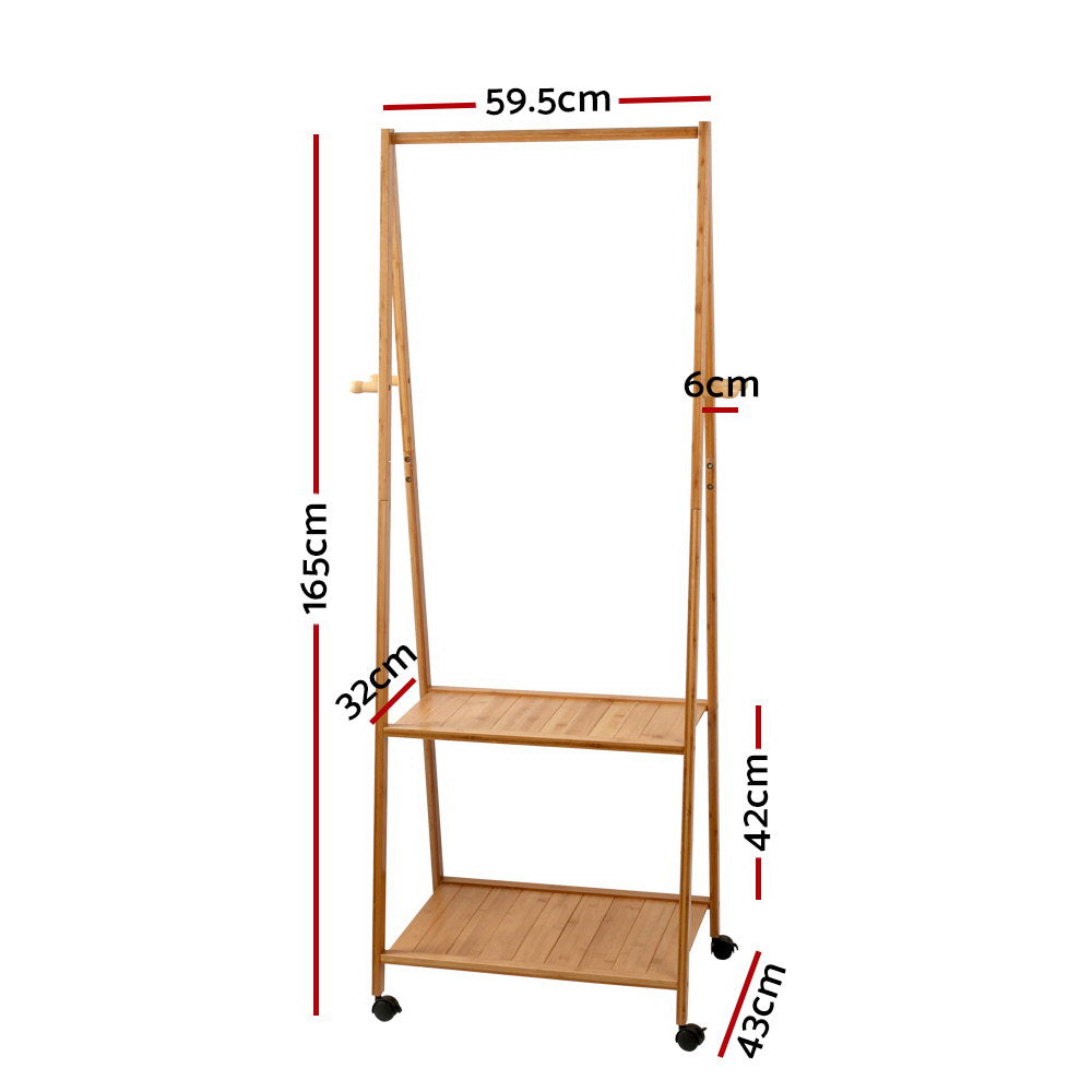 Artiss Clothes Rack Airer Coat Stand 165x59cm Wheels-3