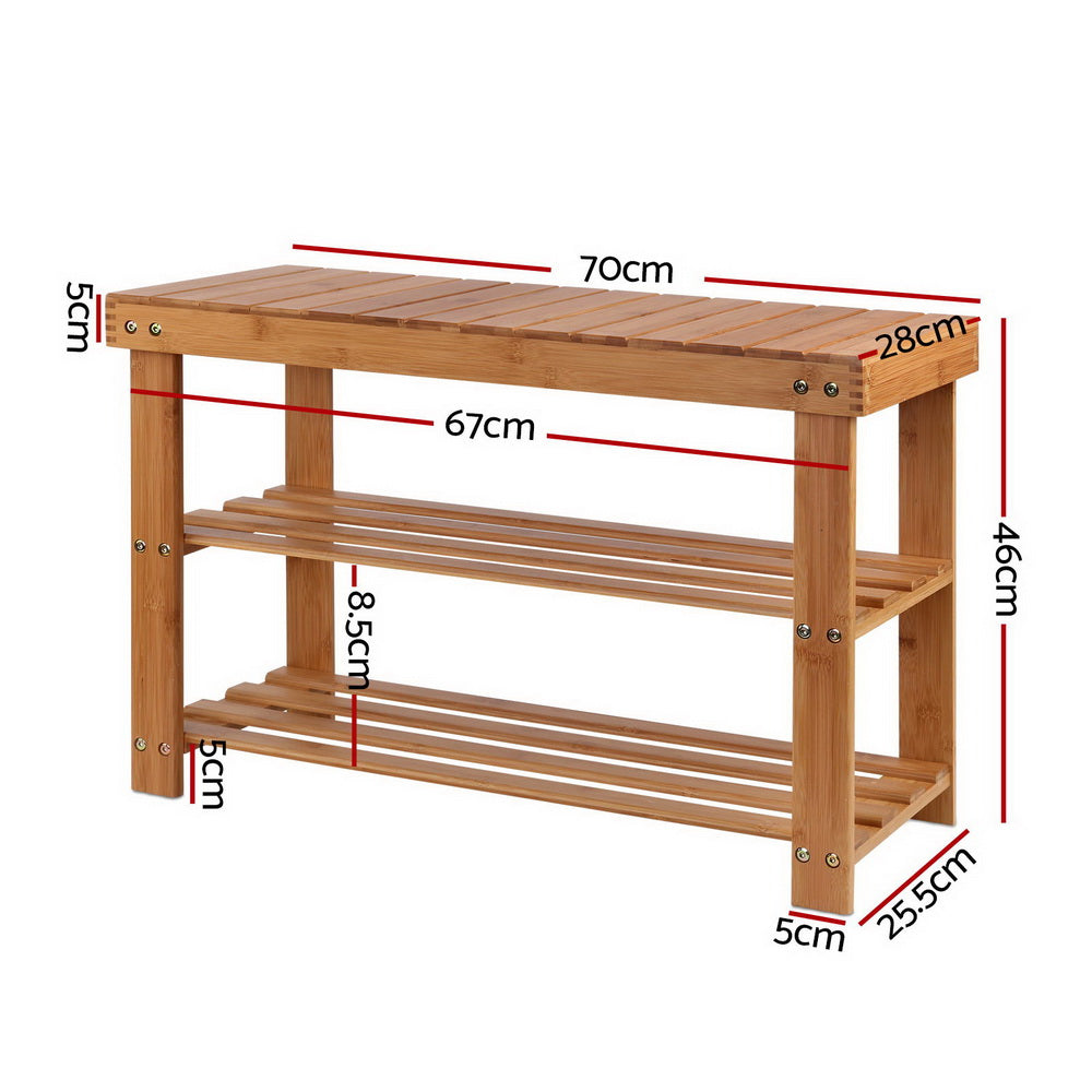 Artiss Shoe Rack Shoe Bench 10 Pairs Bamboo-1